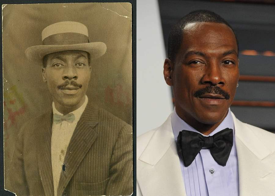 An unidentified archival photo of one particularly dapper gentleman and Eddie Murphy.