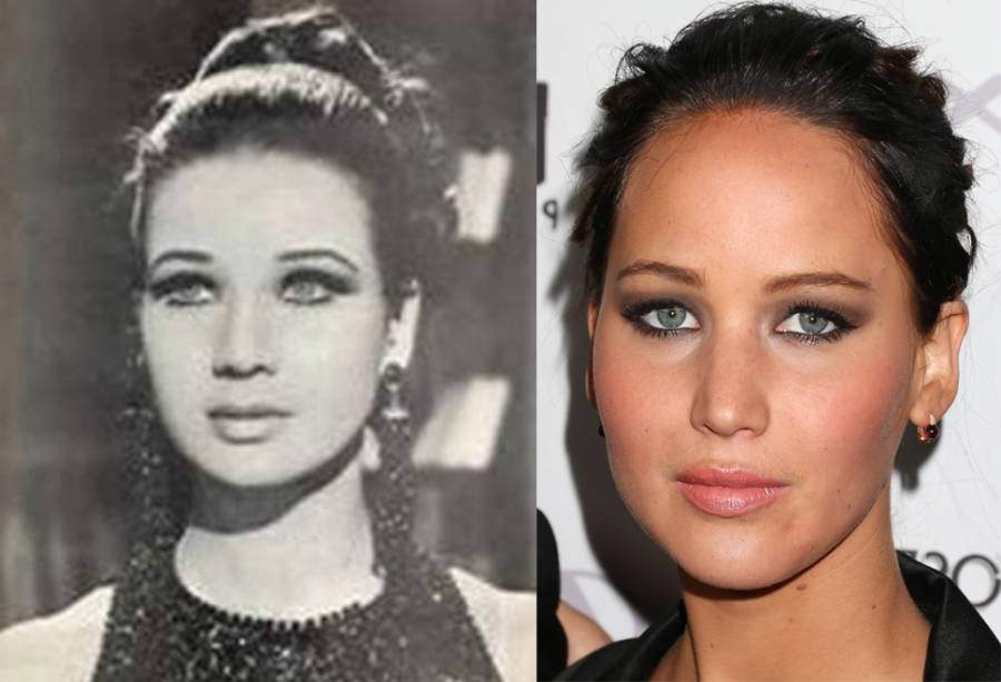 Egyptian actress Zubaida Tharwat and Jennifer Lawrence.