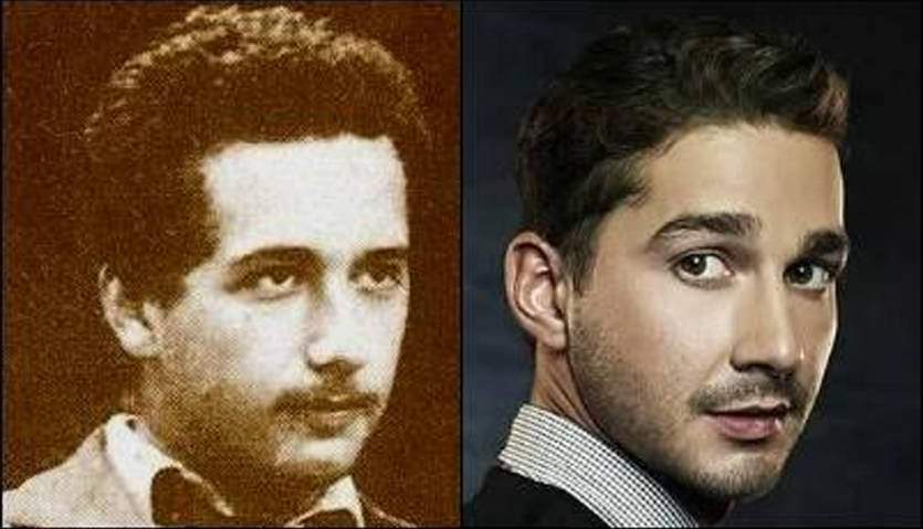 A young Albert Einstein circa 1905 and Shia LaBeouf.