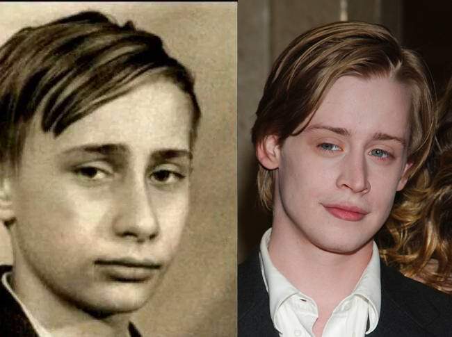 A young Vladimir Putin and Macaulay Culkin.