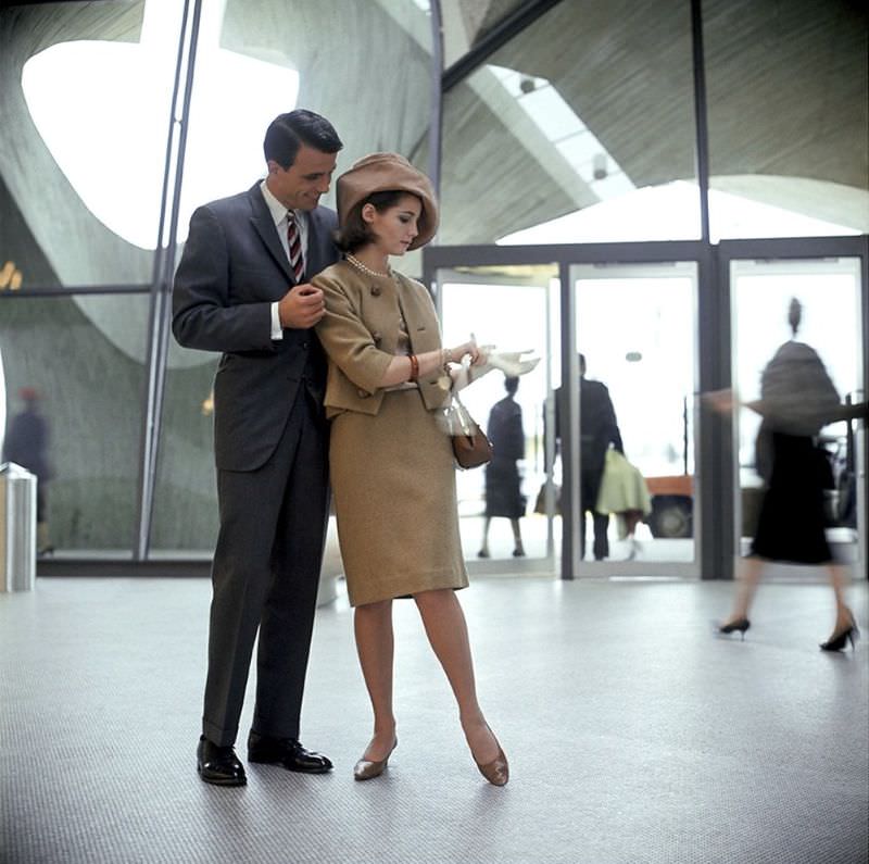 Dressed for travel, Idlewild Airport, 1964