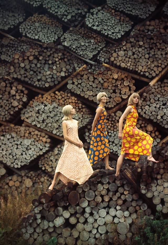 Models in colorful prints by Marimekko,1965
