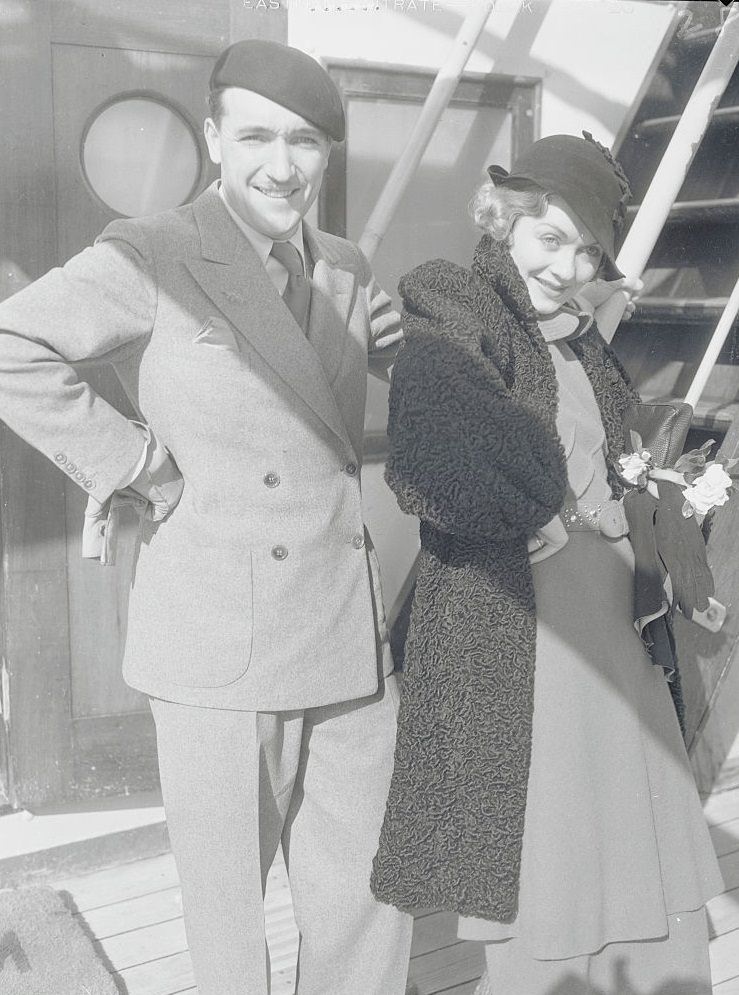 Constance Bennett with her husband Marquis Henri de la Falaise, the couple going for a trip to Europe.