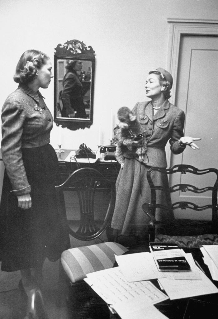 Constance Bennett with Martha Rountree, 1949.