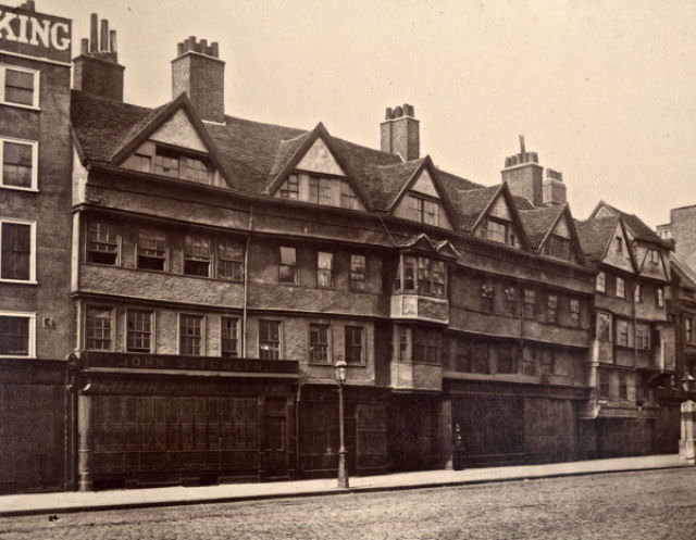 A lone policeman on duty in High Holborn, 1878.