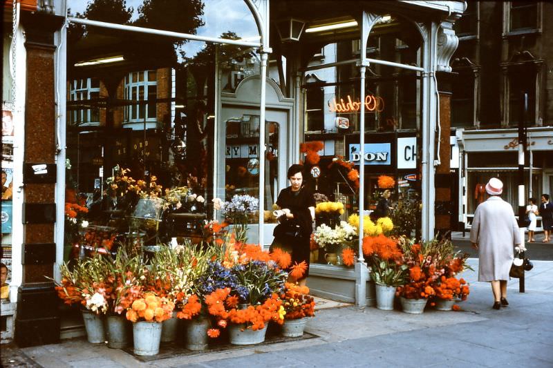 Flower shop at corner of Saint Stephen's Green and Dawson Street, 1965