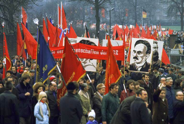 Rally held during the celebrations marking the twenty-fifth anniversary of the German Democratic Republic (DDR). East Berlin, 1974.