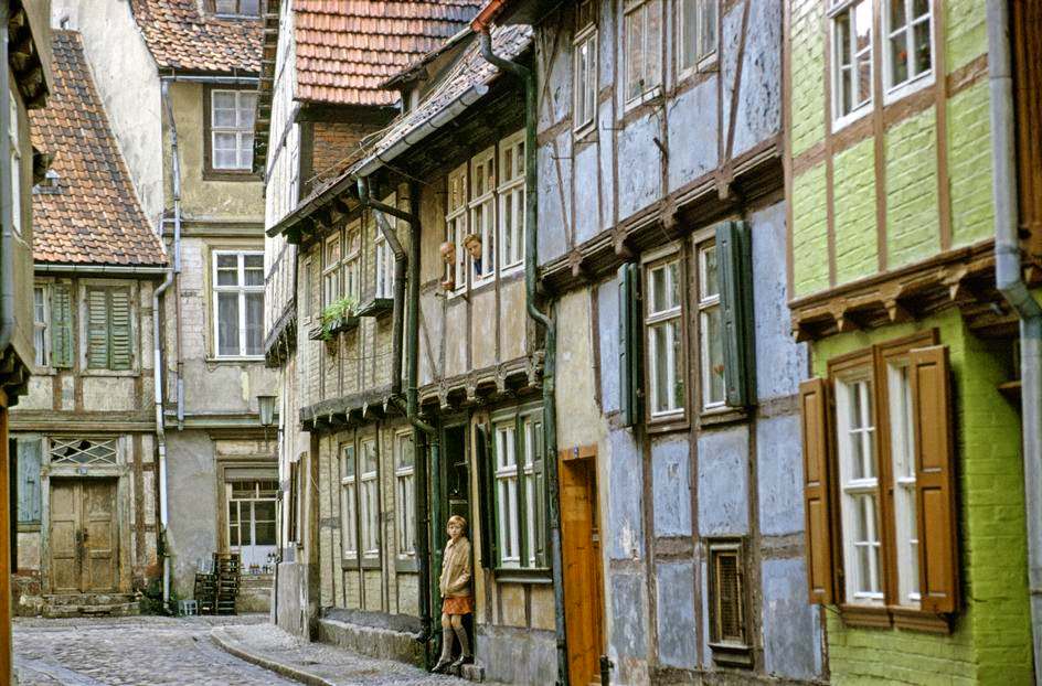 Half-timbered houses in the old town of Quedlinburg in the Harz mountains.