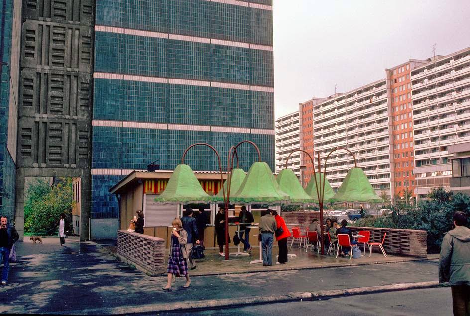 New apartment blocks at Leipziger Strasse. East Berlin, 1974.
