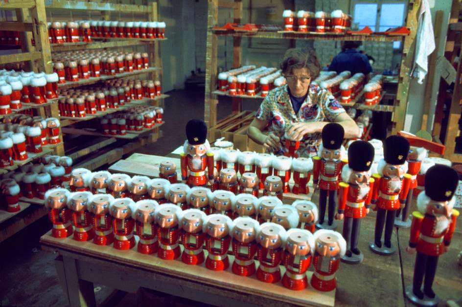 Nutcracker production is a traditonal cottage industry, especially for Christmas. Erzgebirge, 1974