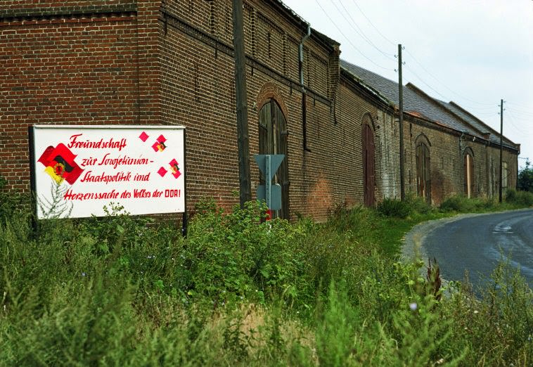 Pro-Soviet slogan on a factory wall near Halle.