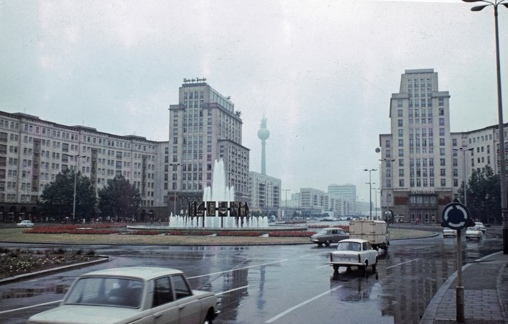 East-Berlin Karl-Marx Allee heading Alexanderplatz, with TV-tower