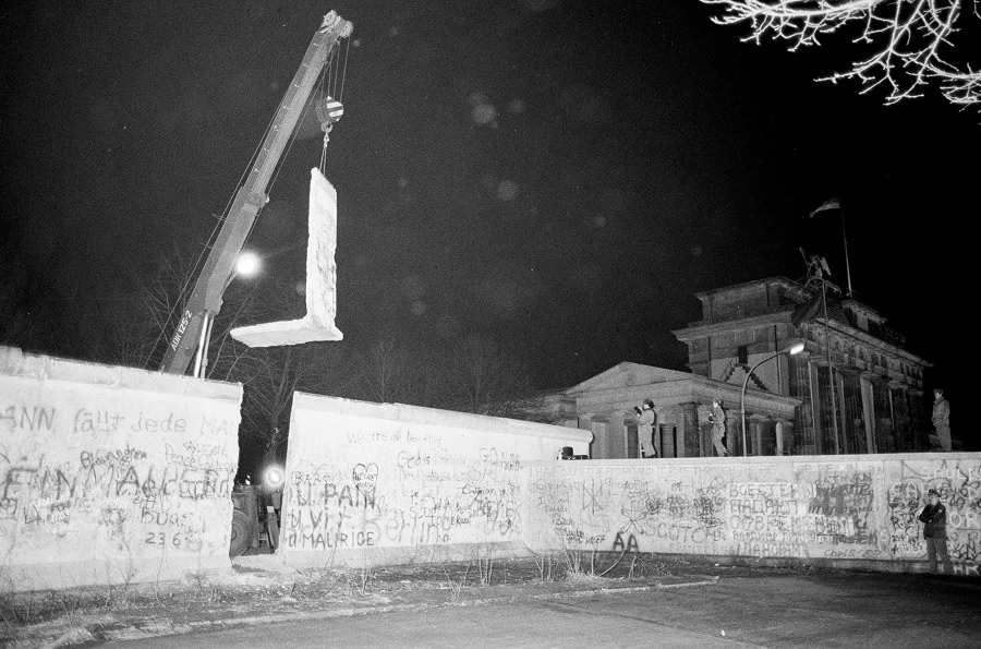 Another section of the Berlin Wall was dismantled by East Germany near the Brandenburg Gate December 22.
