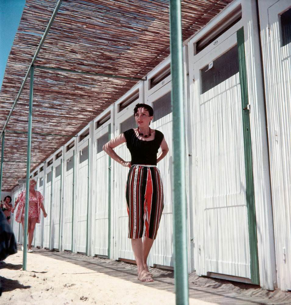 A girl at Carlton Beach, Cannes, July 1956