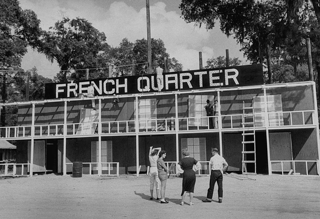 Students preparing in the University of Houston's Frontier Fiesta, 1958.