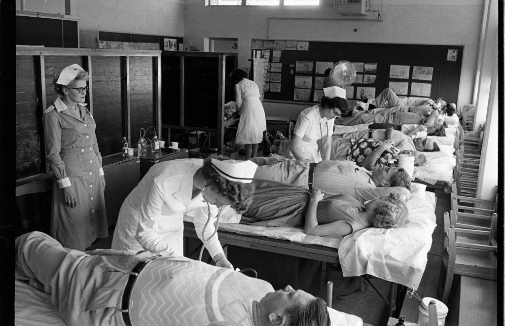 People participating during a blood drive in Houston, Texas, 1953