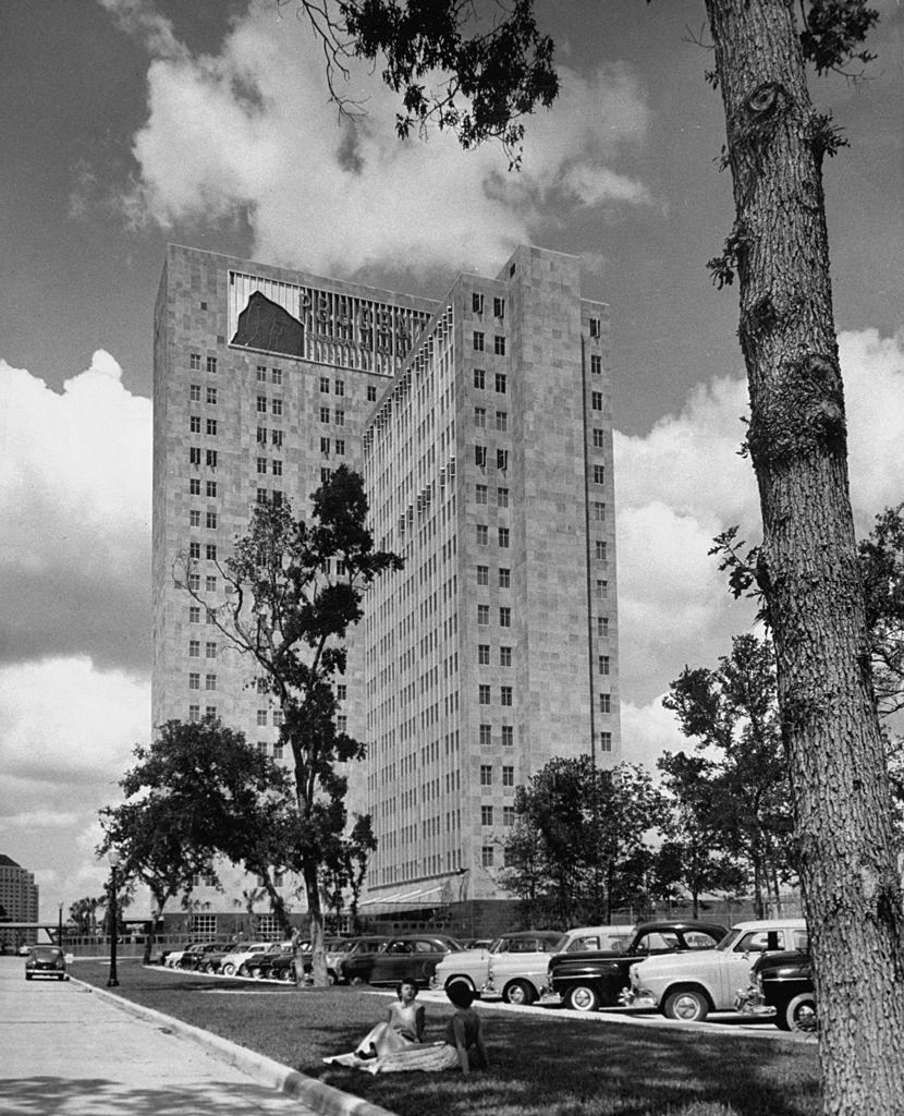 Exterior of Prudential Insurance office building, 1952.
