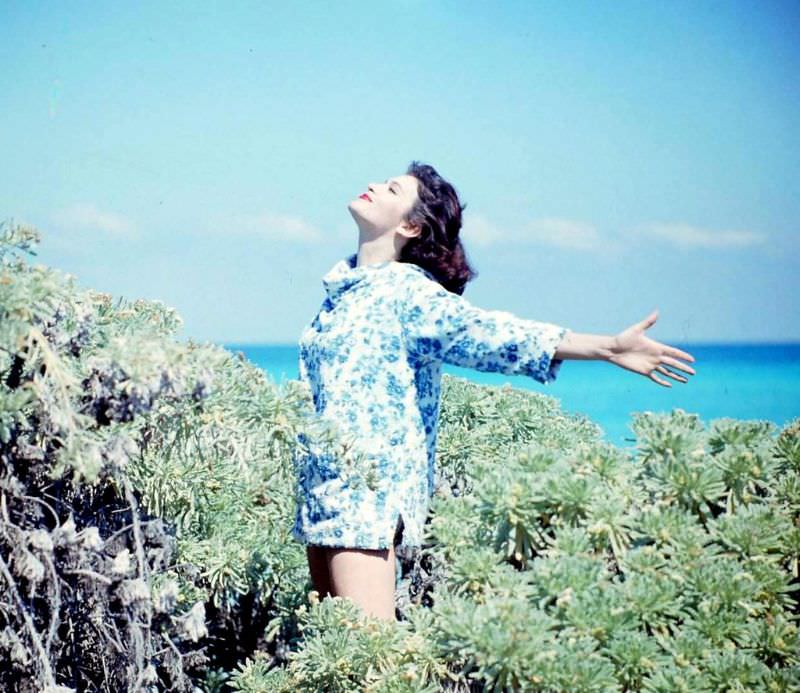 Isabella in beach fashions. Havana Cuba, 1958