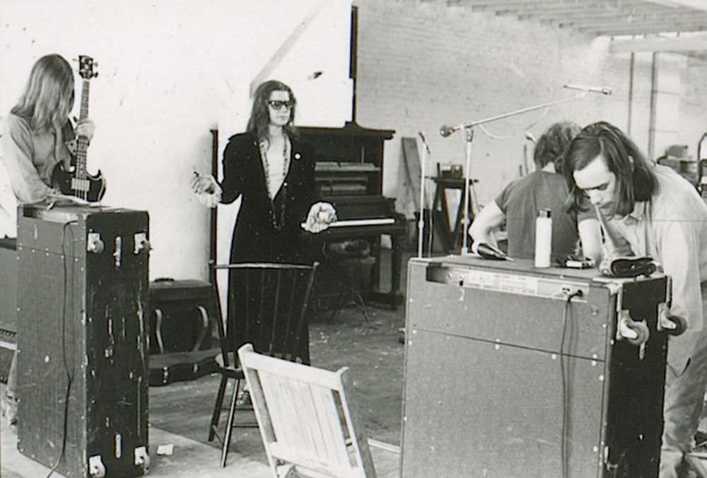 Janis Joplin arriving for a rehearsal at Big Brother’s warehouse at Golden Gate and Van Ness avenues in San Francisco.