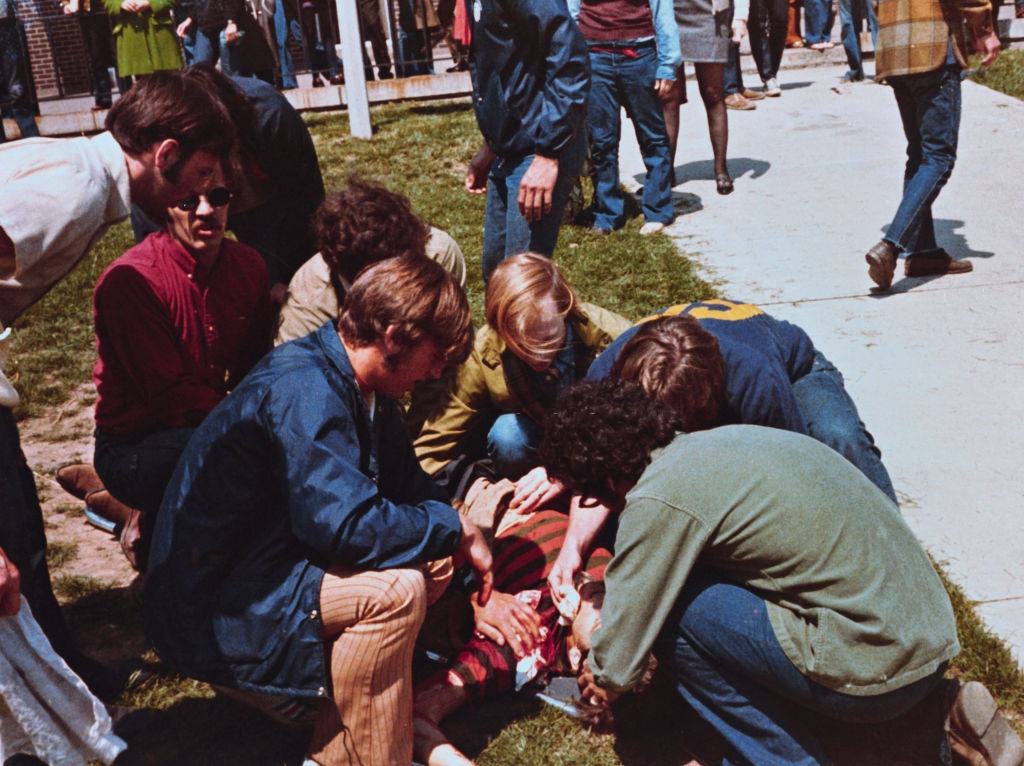 Students Helping an Injured Colleague who was shot by National Guards, May 4th 1970.