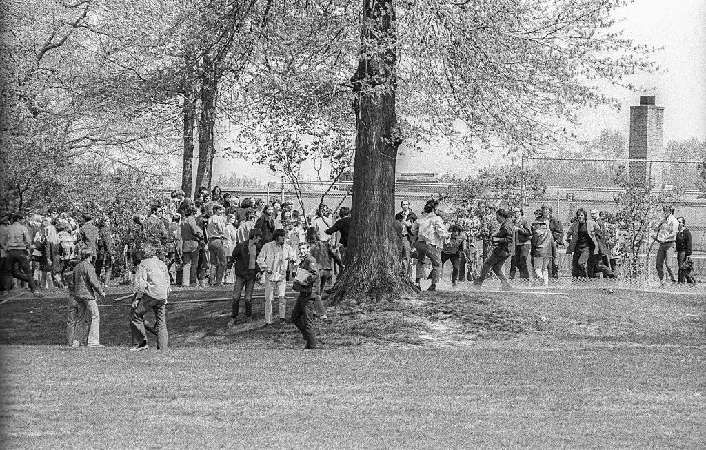 Crowd of Kent State University students during an antiwar demonstration, Kent, Ohio, May 4, 1970.