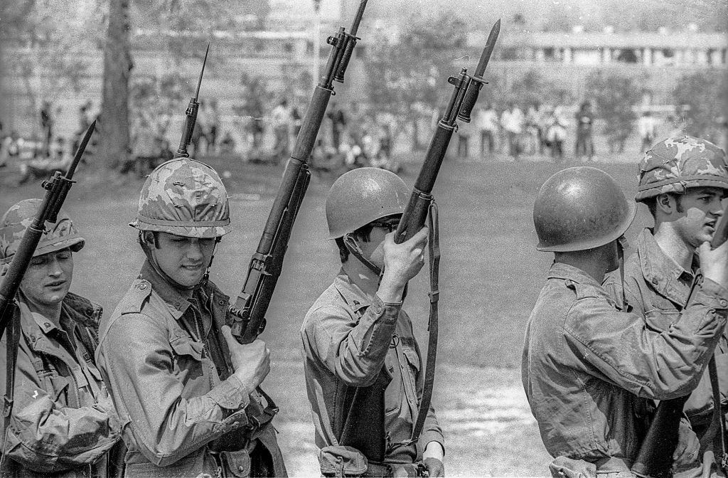 Ohio National Guardsmen on the Kent State University, May 4th 1970.