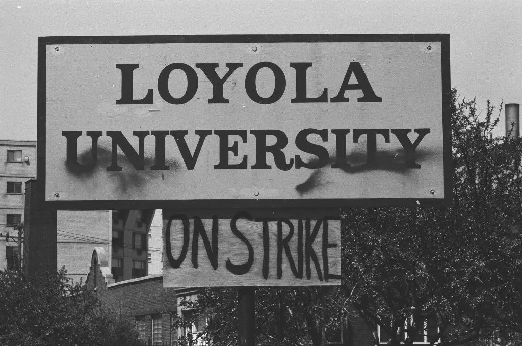 Loyola University students on strike following the Kent State University shootings, Chicago, Illinois, May 7, 1970