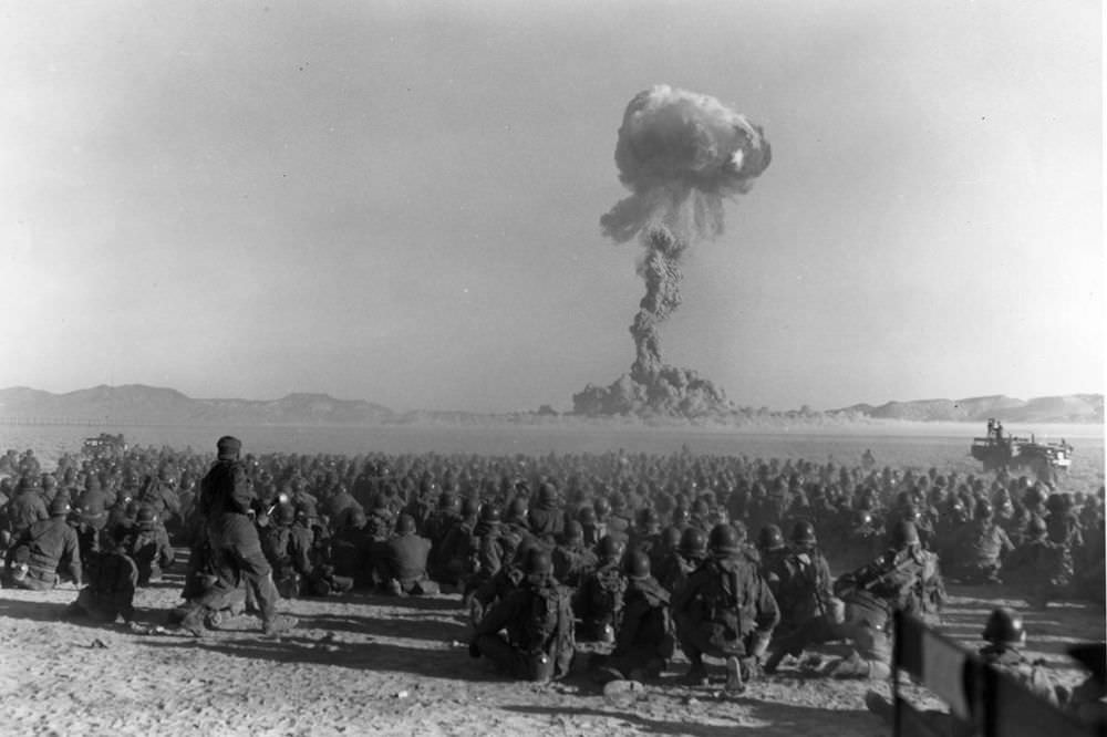 Operation Buster-Jangle - Dog test — with troops participating in exercise Desert Rock I, November 1, 1951.