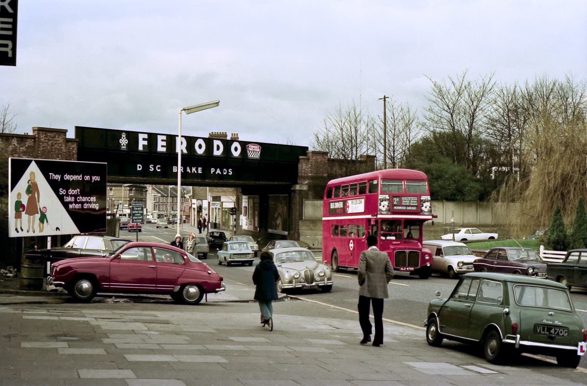 Routemaster in West Norwood, March 1975