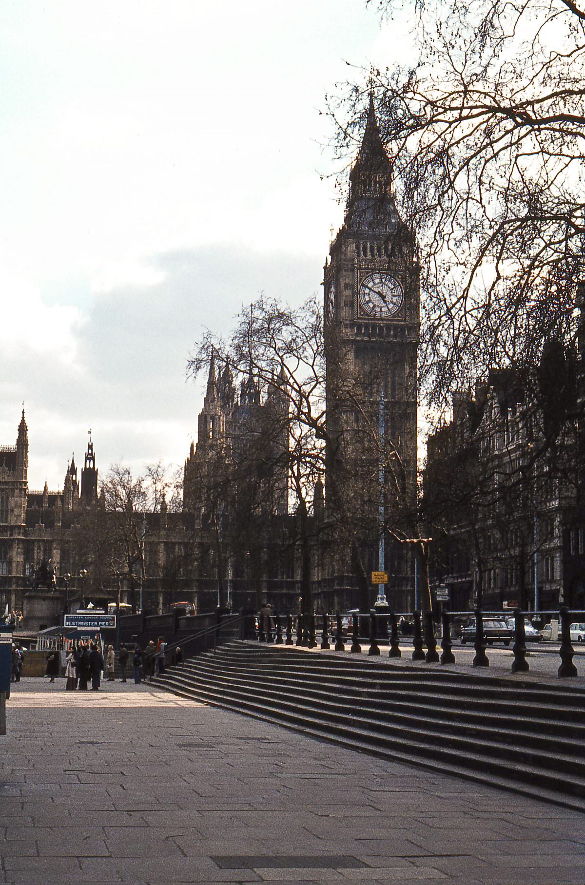 Big Ben from the Thames Embankment on 3rd April 1976