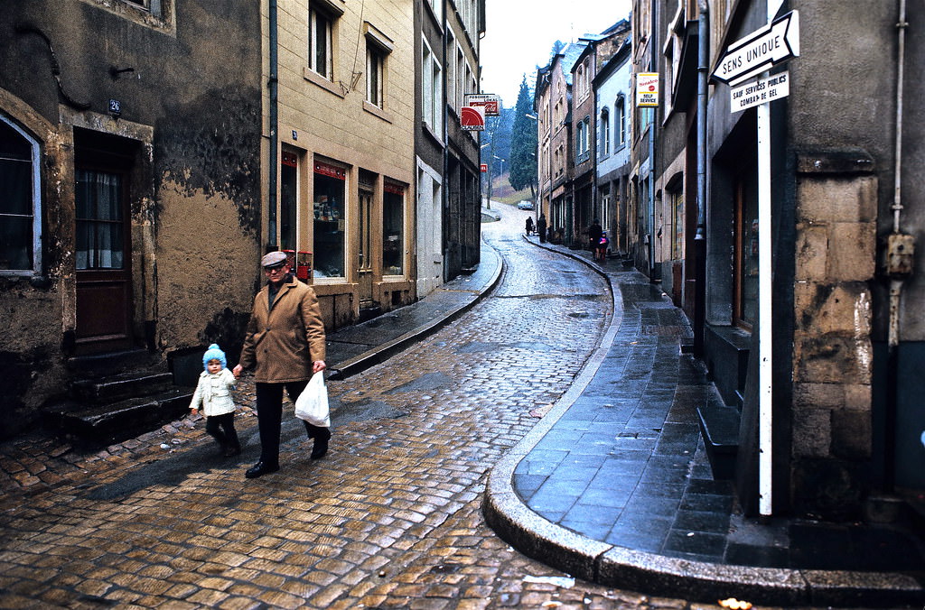 Poppa with granddaughter, The Old Pfaffenthal, Luxembourg City, 1972