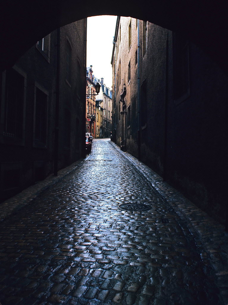 Cobblestone Streets of the Old Quarters of Pfaffenthal, Luxembourg City, Jan 1972