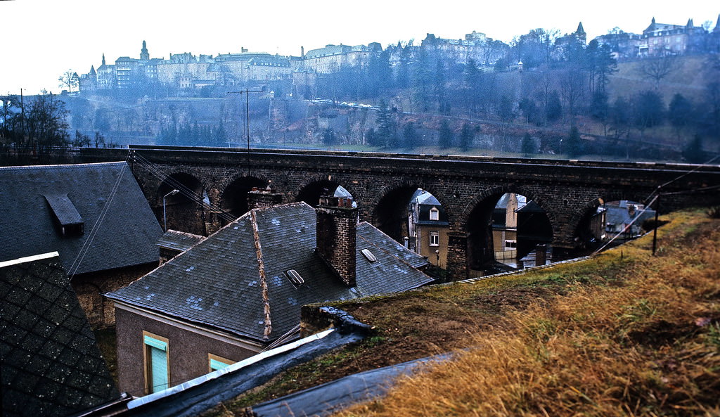 The Rail Viaduct Above the old City of Luxembourg, Jan 1972