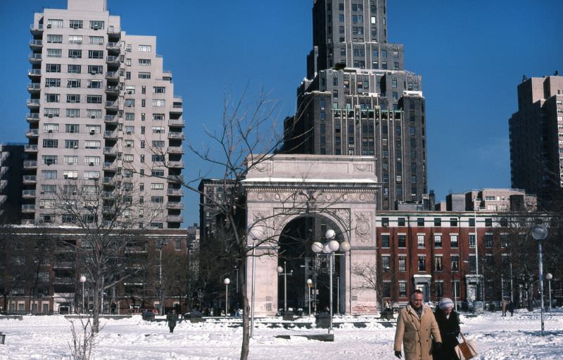 Snow in Washington Square Park, Manhattan, 1978
