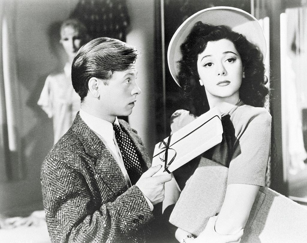 Mickey Rooney and Ann Rutherford in Andy Hardy's film, Private Secretary.