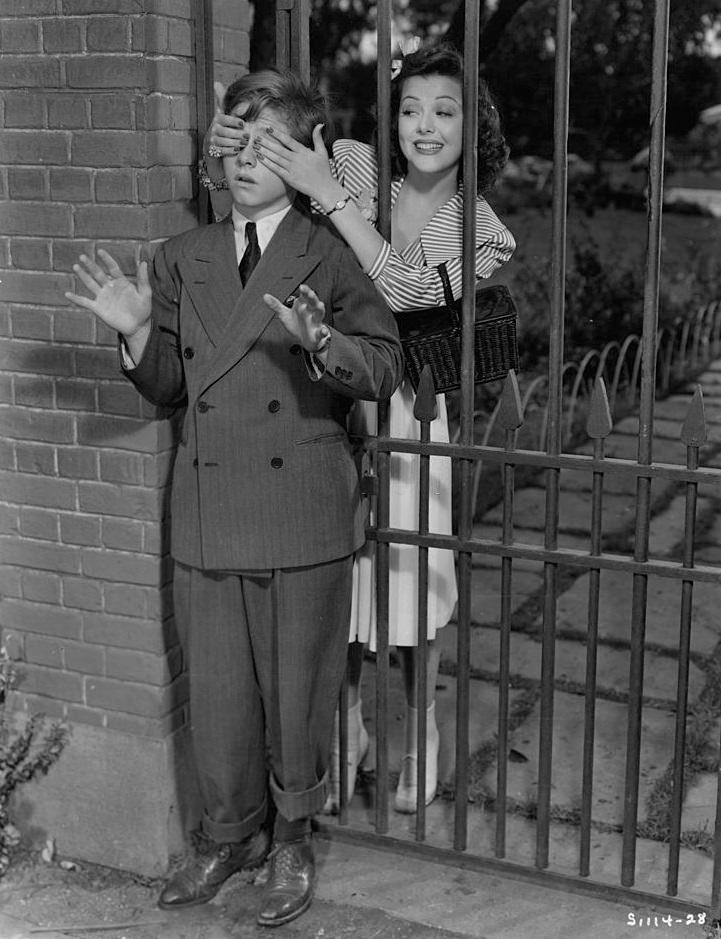 Mickey Rooney and Ann Rutherford in a scene from the film 'Judge Hardy And Son', 1939.