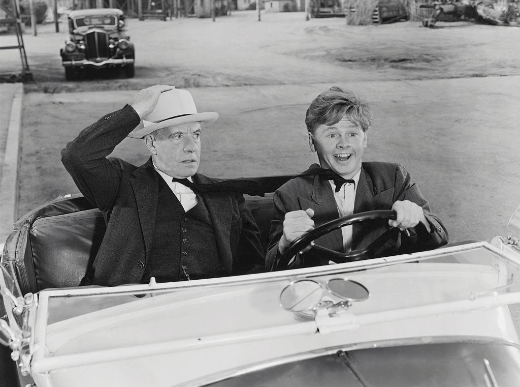 Mickey Rooney Driving with Lewis Stone.