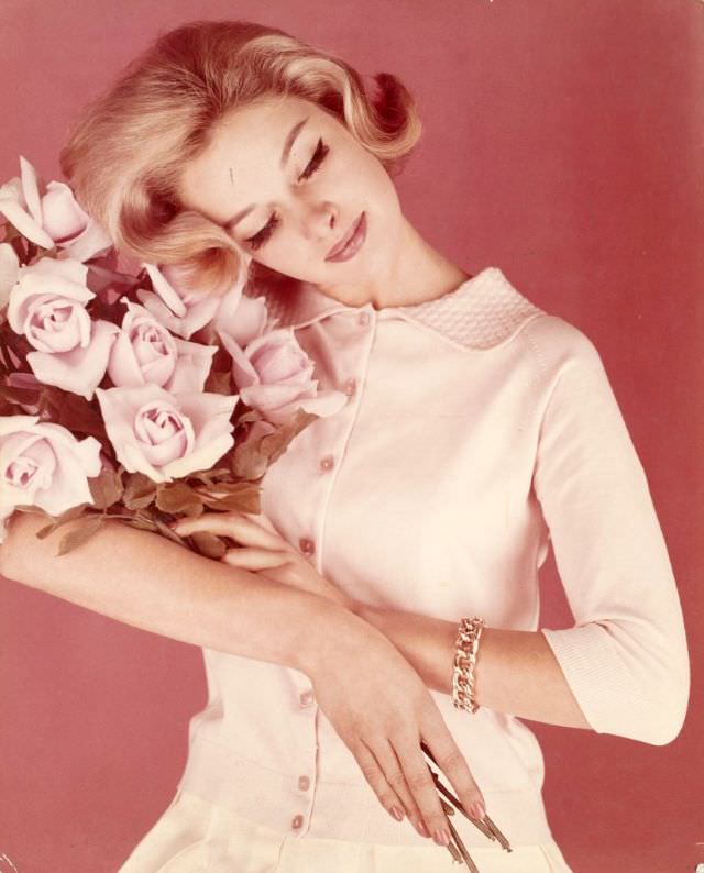 Photograph for 'A Bouquet to Your Beauty' campaign with Monique Chevalier, 1961