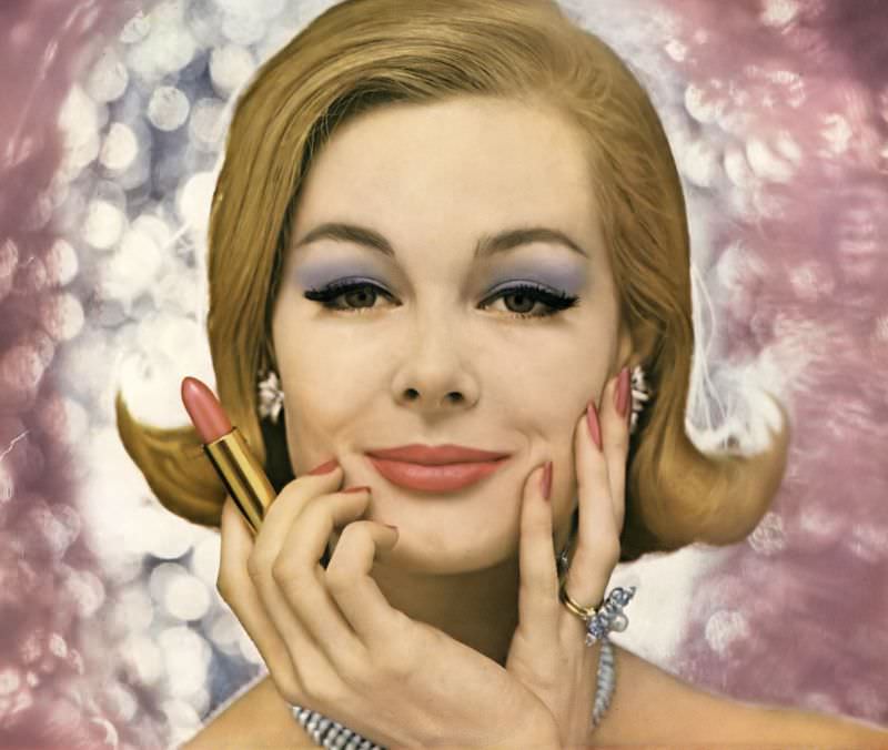 Monique Chevalier and Connie Joannes, the Avon Lady, Avon cosmetics ad, Vogue, April 1, 1962