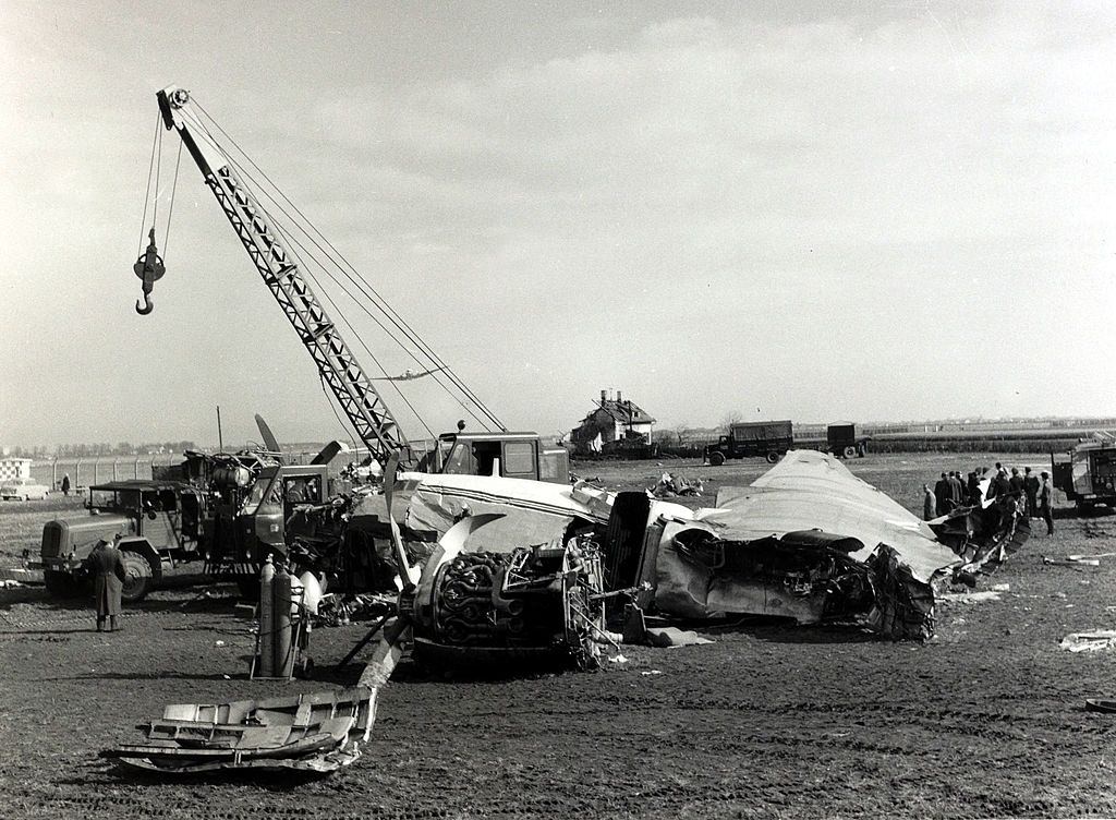 The wreckage of the plane after the crash at Munich. 15th February 1958