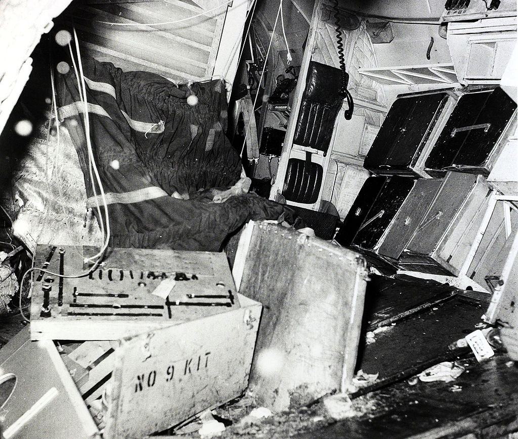The interior of the plane that was crashed carrying Manchester United players and Journalists.