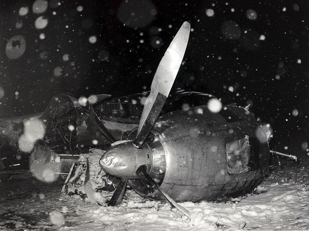 Part of the wreckage of the plane that was crashed at Munich airport.