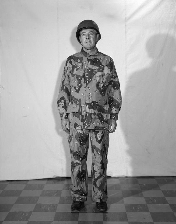 Camouflage desert fatigues, 1973.