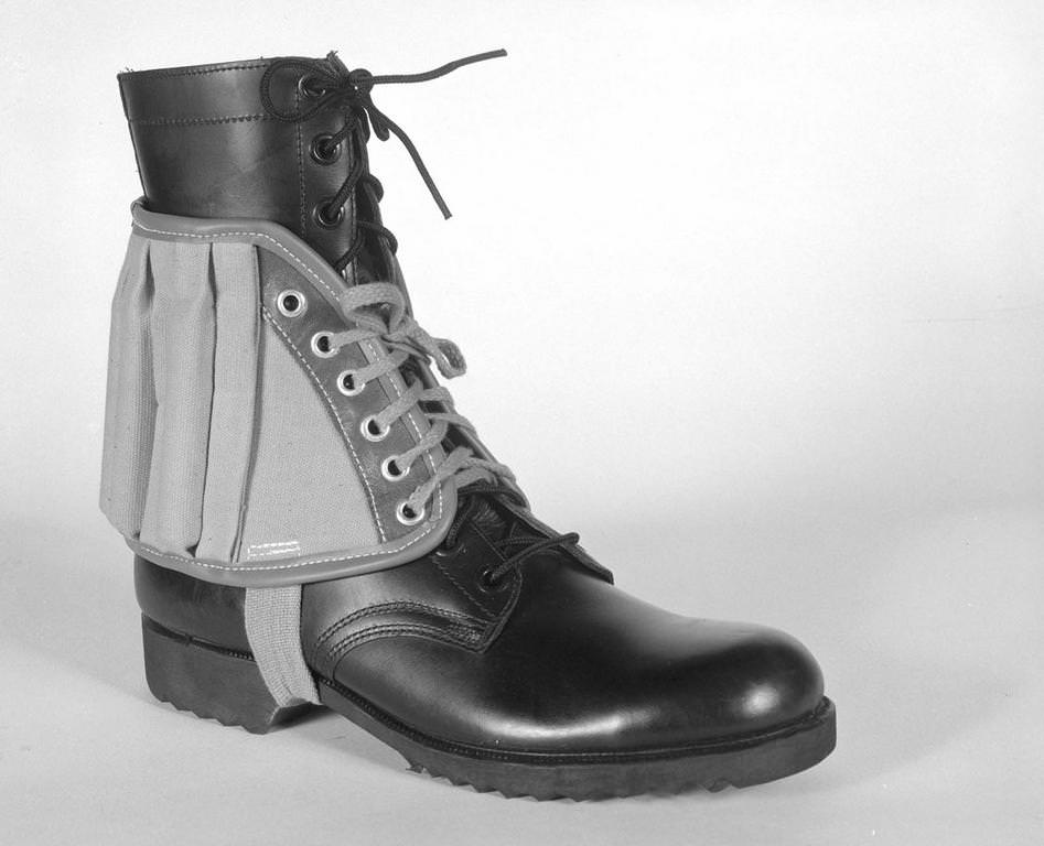 Weight spat on combat boot, 1977.