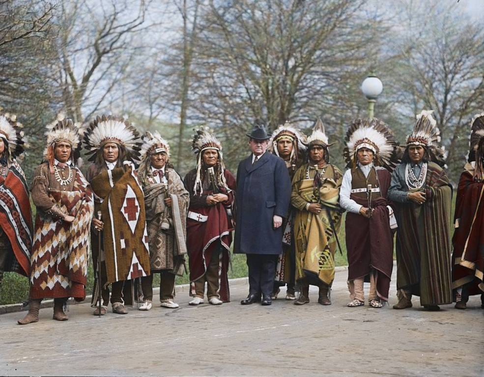 President Coolidge with Native American tribes, 1924.
