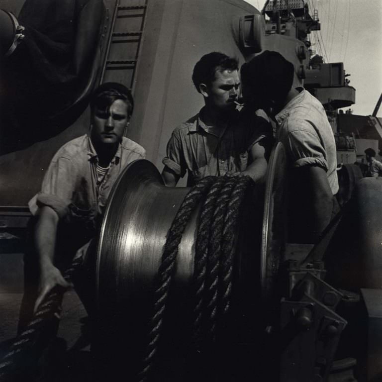 “Got a Light, Mate?”, Sailors Working Aboard U.S.S. Yorktown, 1943.