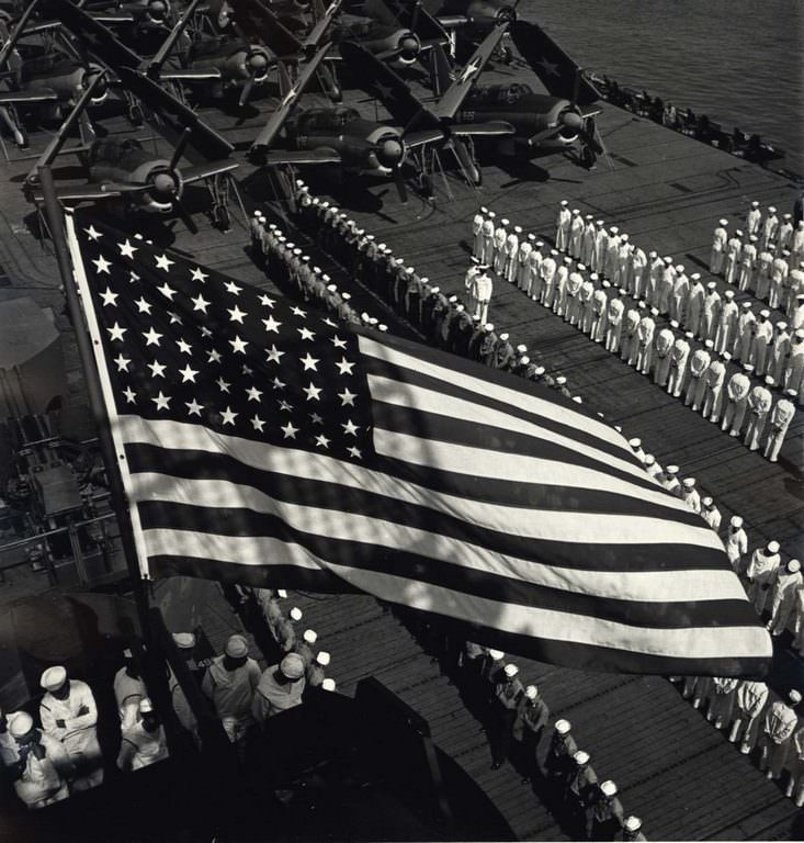 U.S. Navy under American flag, 1943.