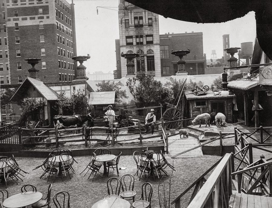 The Beer Garden on the Roof of the Belasco Theater, 42nd Street between 7th and 8th Avenues.