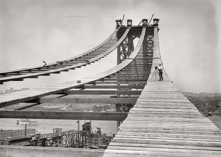 Famous manhattan bridge under construction, 1905