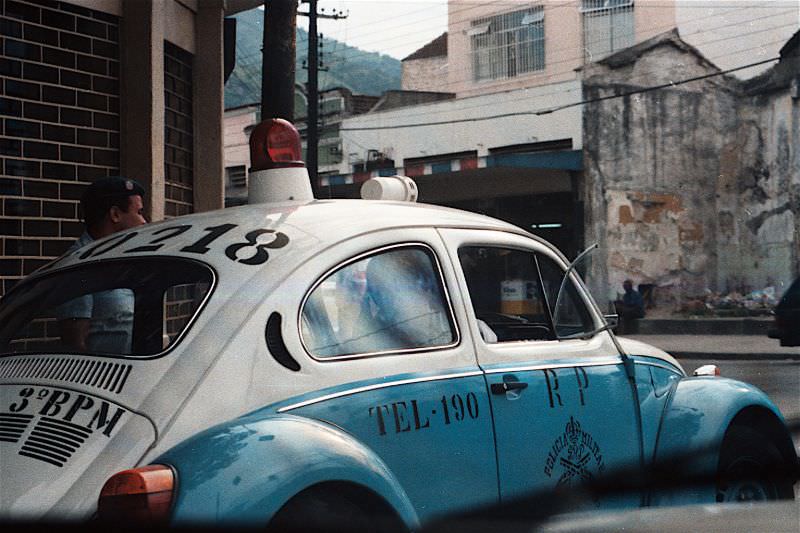 VW Beetle police car, Rio de Janeiro, 1984